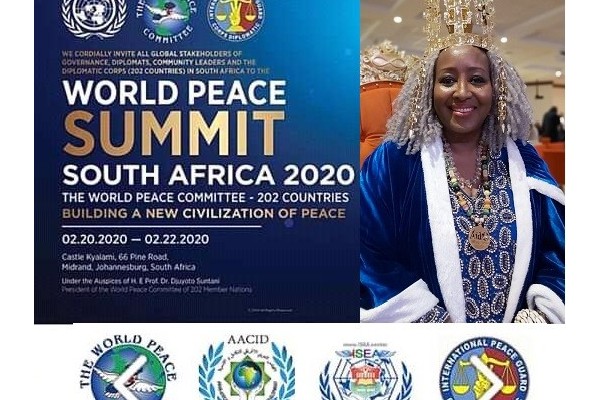 الملكة شيبا نائب رئيس AACID تختتم قمة السلام العالمية 2020 في جنوب إفريقيا         Queen Shibah concludes the 2020 World Peace Summit in South Africa